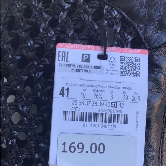 Rare Zara western cowboy open weave pointy heeled black ankle boots - Picture 9 of 16